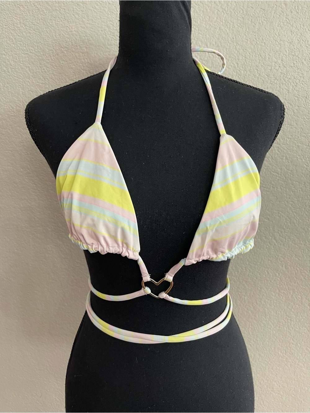 Frankie’s Bikinis bikini top with metal heart size large